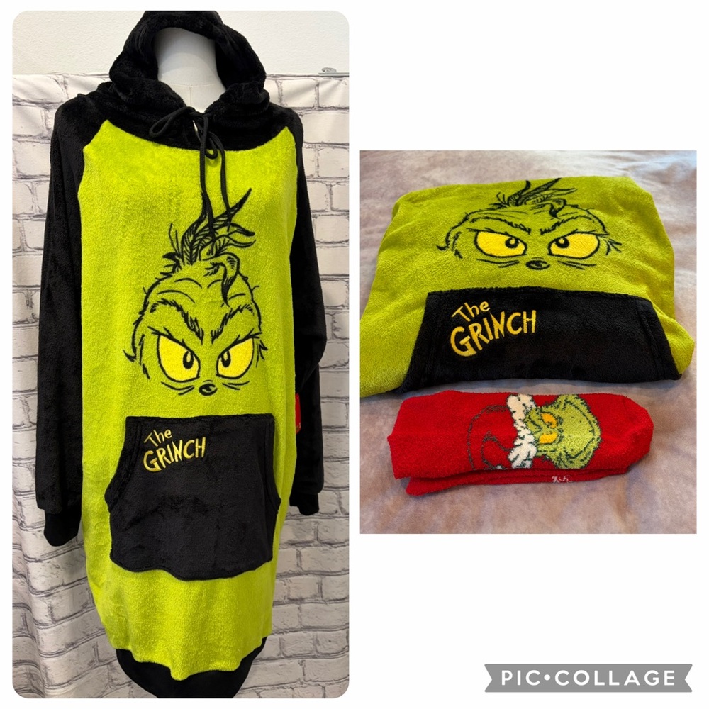 The Grinch Dr. Seuss L Women Long Sleeve Plush Sleepwear Embroidered With Socks